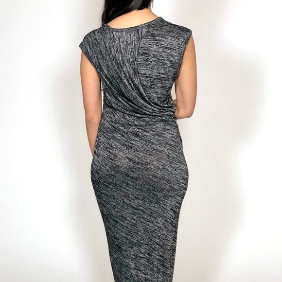 T by Alexander Wang Drape Back Stretch Jersey Static-Gray Maxi Dress sz M - Picture 3 of 8
